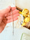 VINTAGE SILVER AND AURORA BOREALIS CRYSTAL NECKLACE