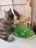 VINTAGE RARE GREEN MID CENTURY BLENKO XL ART GLASS BOWL