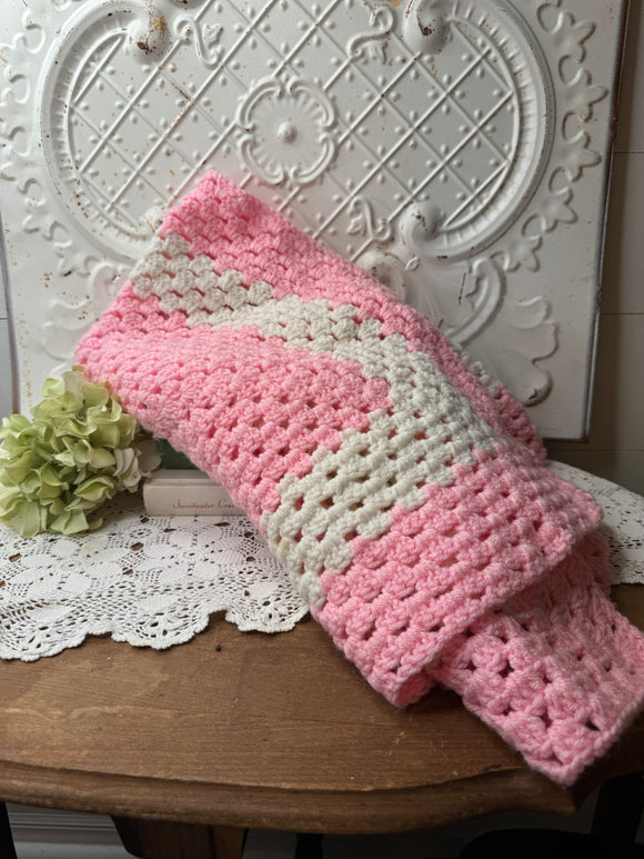 PINK AND WHITE AFGHAN