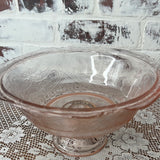 GORGEOUS PINK DEPRESSION GLASS ETCHED LARGE COMPOTE
