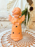 VINTAGE TERRA COTTA ANGEL TEA LIGHT CANDLE HOLDER