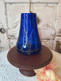 VINTAGE LARGE COBALT BLUE GLASS WITH GOLD DETAIL VASE EXTREMELY RARE