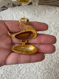 VINTAGE GOLDEN SWAN LOCKET PERFUME HOLDER BROOCH