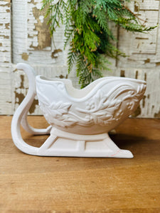 BISQUE SLED SLEIGH DISH - 4 AVAILABLE