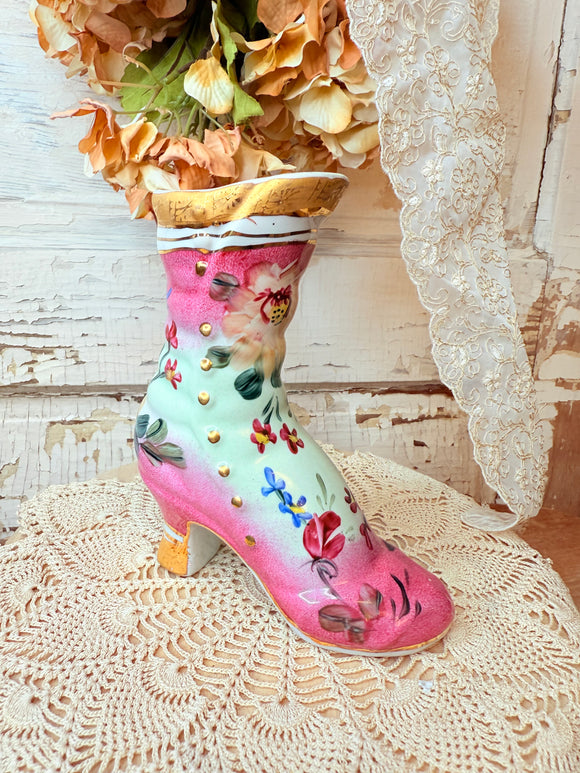 PINK PORCELAIN VICTORIAN BOOT