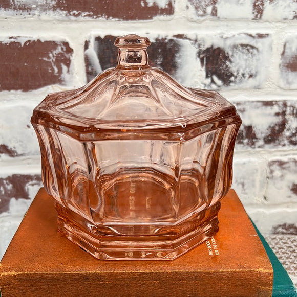 PINK INDIANA GLASS OCTAGONAL CANDY DISH