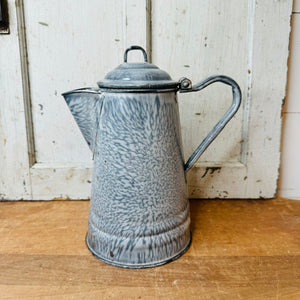 DRIP GLAZE VINTAGE ENAMEL PITCHER TEAPOT