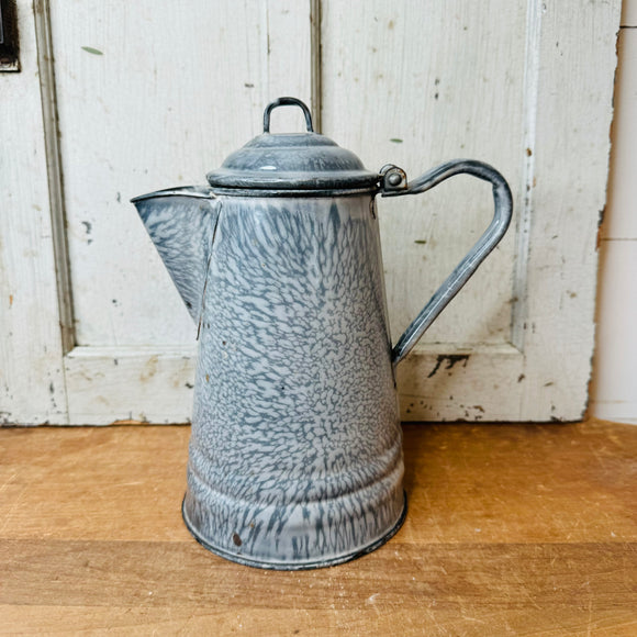 DRIP GLAZE VINTAGE ENAMEL PITCHER TEAPOT