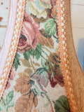 VINTAGE BRASS TABLE LAMP WITH TAPESTRY AND TASSELS SHADE