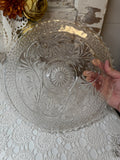 VINTAGE PRESSED GLASS WATERLILY PLATE