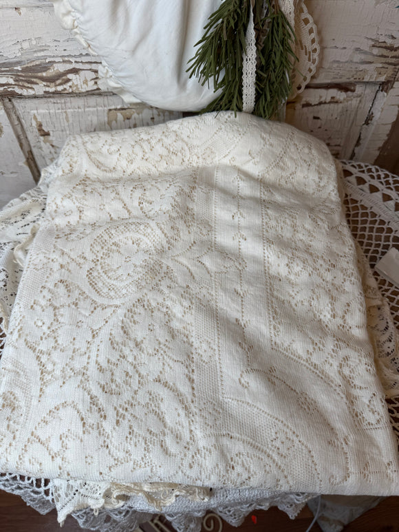 ANTIQUE EXTRA LONG RARE TABLECLOTH 127x60