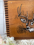 LARGE DEER VINTAGE WOODEN BOX