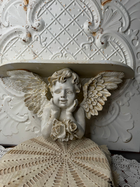 XL GARDEN CHERUB SHELF ORNATE VINTAGE - 2 AVAILABLE