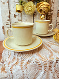 SET OF 2 GARDEN FESTIVAL STONEWARE TEACUPS AND SAUCERS - 2 SETS AVAILABLE