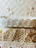 SCALLOPED FRUIT MOTIF VINTAGE MILK GLASS STYLE LONG DISH