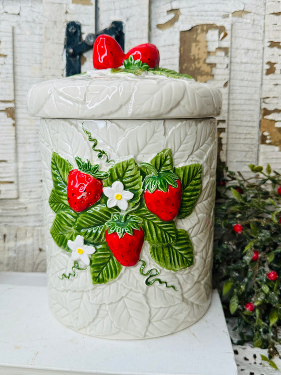 STRAWBERRY VINTAGE LARGE COOKIE JAR