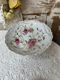 VINTAGE FLORAL CAKE DISH ON PEDESTAL