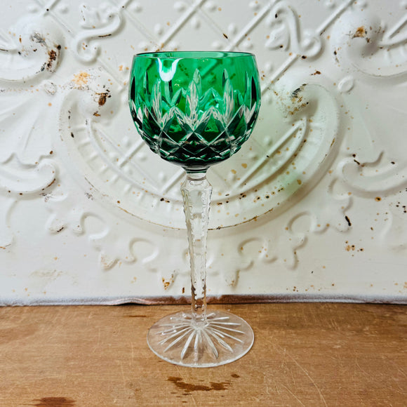 EMERALD GREEN CRYSTAL WINE GOBLET