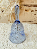 VINTAGE BLUE GLASS PAINTED FLORAL BELL
