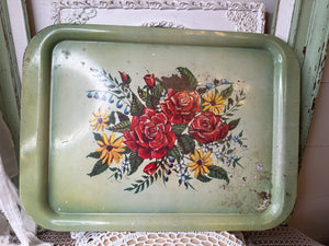 LARGE VINTAGE FLORAL TRAY