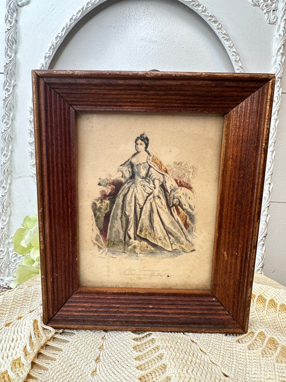 VINTAGE FRENCH WOMAN LITHOGRAPH FRAMED ART