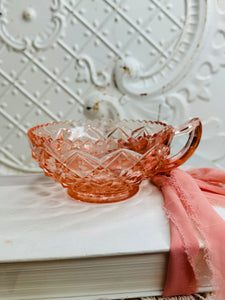 PINK VINTAGE GLASS ORNATE DETAILED TEACUP