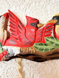 CARVED CARDINALS WALL HOOK DECOR