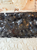 VINTAGE BLACK SQUARE SEQUINED PURSE