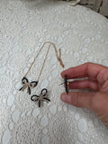 VINTAGE BOW NECKLACE AND EARRINGS SET