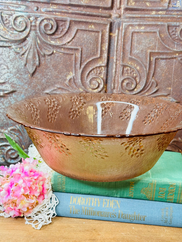 PINK GLASS VINTAGE DETAILED XL SERVING BOWL