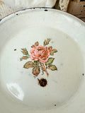 VINTAGE ROSE AMAZING ENAMEL PLATE
