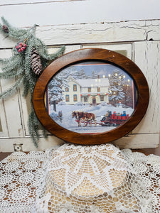 CHRISTMAS AT HOME VINTAGE WOOD FRAMED ART