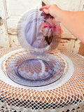 VINTAGE SET OF PURPLE GLASS SWIRL DINNER PLATES