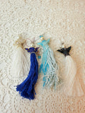 SET OF 4 VINTAGE BLUE SET ANGEL ORNAMENTS
