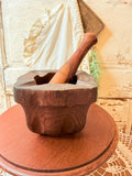 VINTAGE CARVED PRIMITIVE MORTAR AND PESTLE