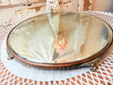 XL RARE DAMASK MIRROR TRAY ON FEET