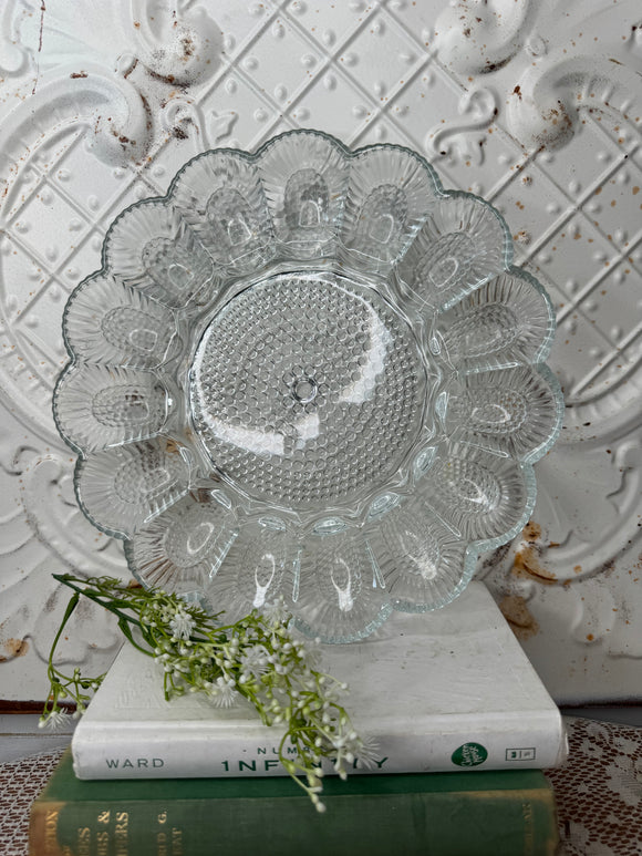 VINTAGE HOBNAIL GLASS EGG PLATE