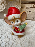 VINTAGE HOMCO CHRISTMAS STATUETTE - SANTA CHIPMUNK WITH TREE