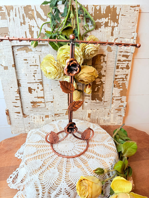COPPER FINISH ROSE JEWELRY HOLDER RACK