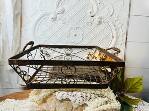 LARGE WROUGHT IRON SCROLLY BASKET