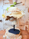 VINTAGE UNIQUE FLORAL HAT ON STAND
