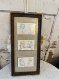 VINTAGE PIANO BABIES FRAMED ART