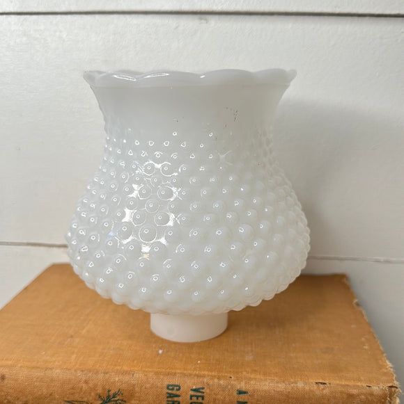 MILK GLASS HOBNAIL SCALLOPED LAMP TOPPER