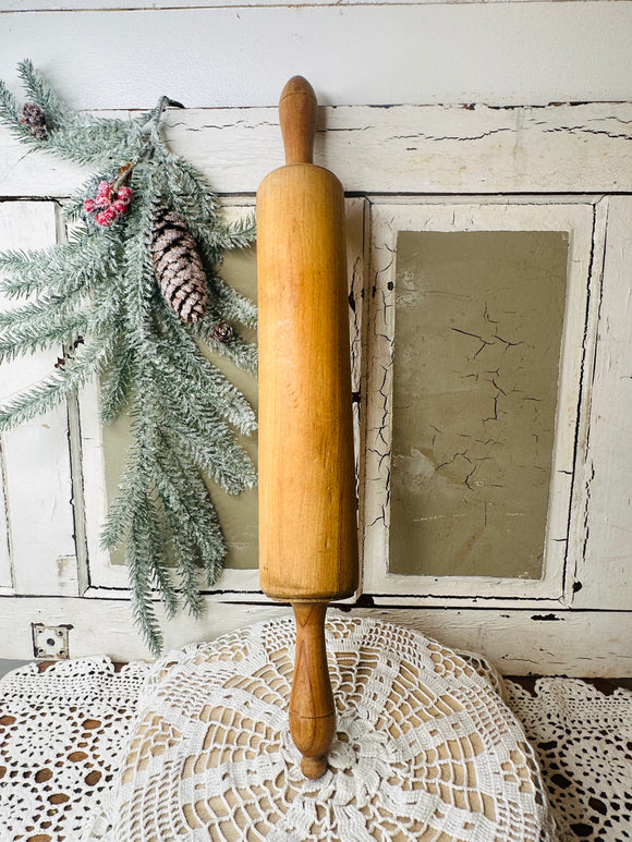 XL ANTIQUE WOOD LARGE ROLLING PIN