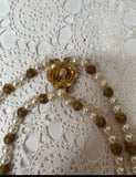 VINTAGE AMBER AND PEARL LAYERED NECKLACE