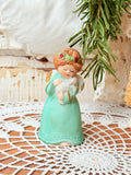 VINTAGE PORCELAIN CHRISTMAS BELL DECOR - LITTLE GIRL ANGEL WITH BUNNY