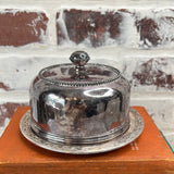 ANTIQUE SILVER SMALL PLATE WITH CLOCHE DETAILED