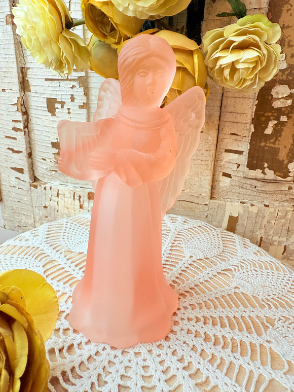 PINK FROSTED GLASS ANGEL FIGURINE