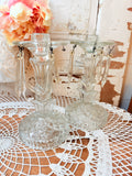 ANTIQUE SET OF TWO CRYSTAL VICTORIAN CANDLESTICKS WITH HANGING CRYSTALS