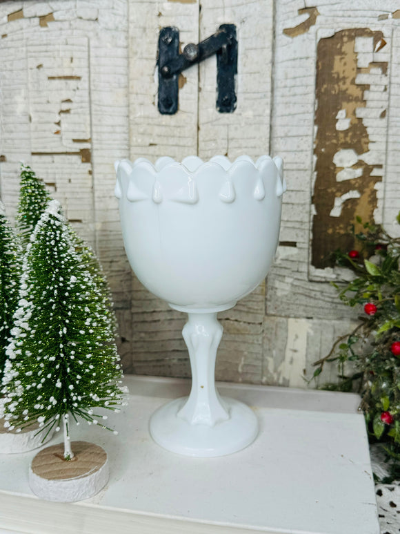 MILK GLASS GOBLET TEAR DROP